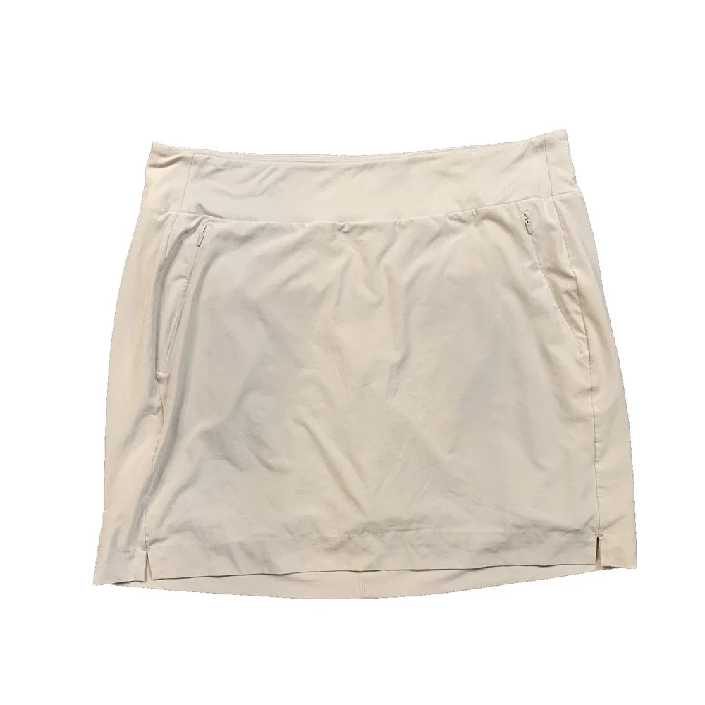 Athleta Skort Womens 16T Tall Beige Soho Pull On Zip Pocket Inner Shorts Stretch